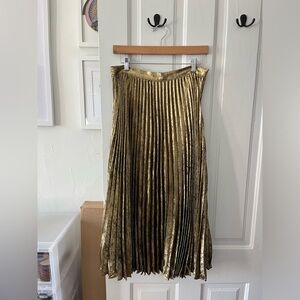Banana Republic Raggiera Pleated Skirt Gold